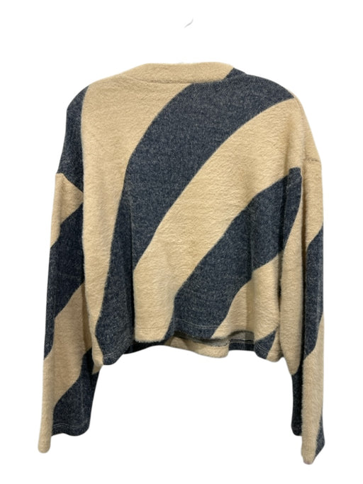 Maeve Size M Yellow & Navy Print Polyamide Funnel Neck Diagonal Stripe Sweater Yellow & Navy Print / M