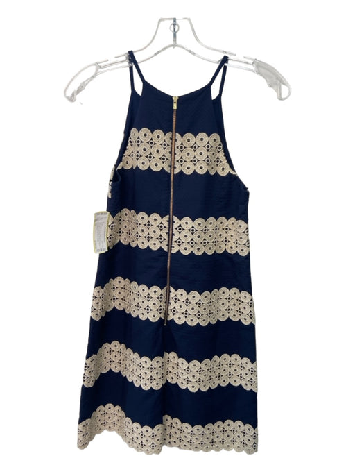 Lilly Pulitzer Size 00 Navy, White, Gold Cotton Sleeveless Applique Darted Dress Navy, White, Gold / 00