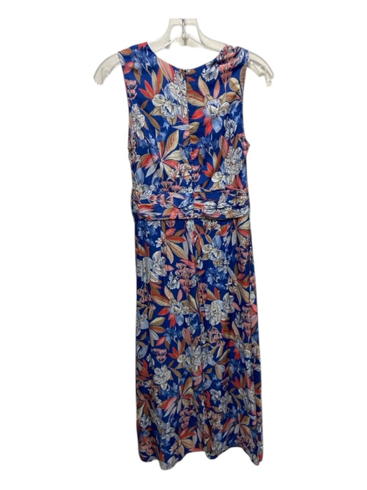 J Mclaughlin Size 0 Blue Print floral Back Zip Sleeveless V Neck Dress Blue Print / 0