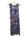 J Mclaughlin Size 0 Blue Print floral Back Zip Sleeveless V Neck Dress Blue Print / 0