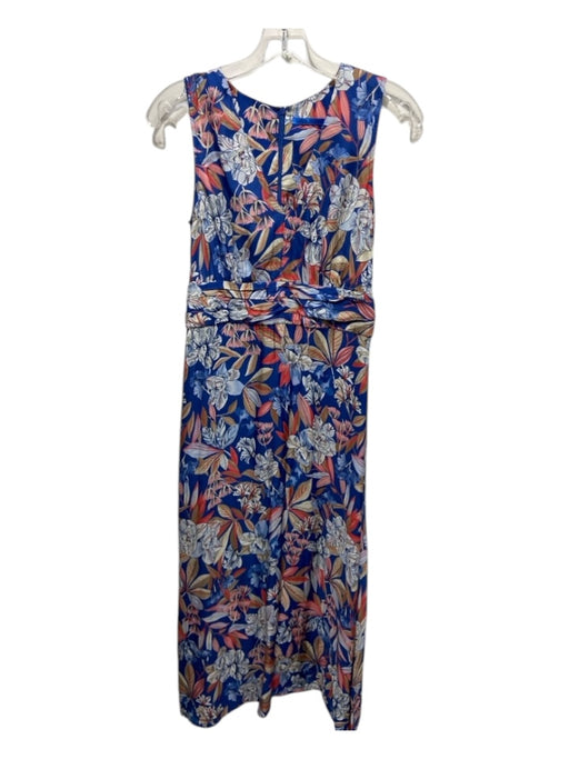 J Mclaughlin Size 0 Blue Print floral Back Zip Sleeveless V Neck Dress Blue Print / 0