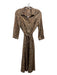 J Mclaughlin Size XS Brown Print Silk & Viscose Button Up Long Sleeve Maxi Dress Brown Print / XS