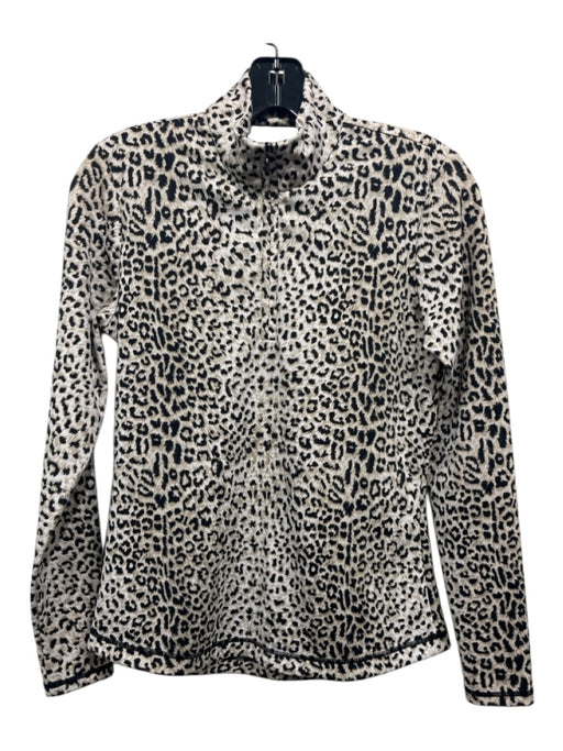 J Mclaughlin Size XS Brown & Black Poly Blend Animal Print Mock Neck Jacket Brown & Black / XS