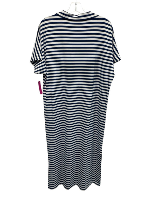 J. McLaughlin Size L Blue & White Nylon & Spandex Short Sleeve Stripe Midi Dress Blue & White / L