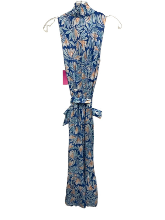J. McLaughlin Size XS Blue & Orange Viscose & Silk Sleeveless Floral Print Dress Blue & Orange / XS