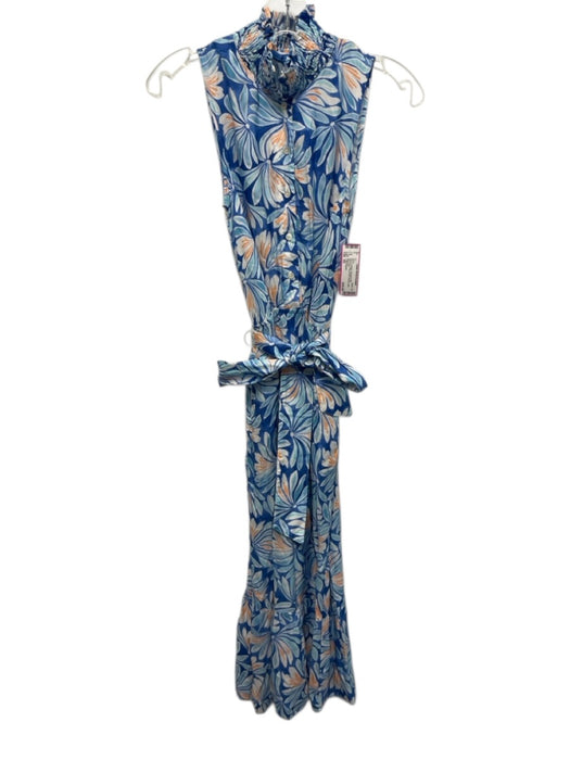 J. McLaughlin Size XS Blue & Orange Viscose & Silk Sleeveless Floral Print Dress Blue & Orange / XS
