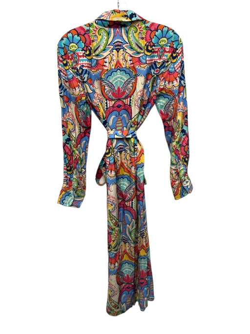 J. McLaughlin Size XS blue, pink, multi Long Sleeve Abstract Print Buttons Dress blue, pink, multi / XS
