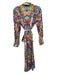 J. McLaughlin Size XS blue, pink, multi Long Sleeve Abstract Print Buttons Dress blue, pink, multi / XS