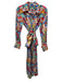 J. McLaughlin Size XS blue, pink, multi Long Sleeve Abstract Print Buttons Dress blue, pink, multi / XS