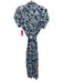 J. McLaughlin Size XS Blue & White Short Sleeve Floral Print Buttons Midi Dress Blue & White / XS