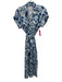 J. McLaughlin Size XS Blue & White Short Sleeve Floral Print Buttons Midi Dress Blue & White / XS