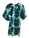 Marie Oliver Size XS Teal Green, Purple, White Linen Short Puff Sleeve Dress Teal Green, Purple, White / XS