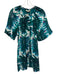 Marie Oliver Size XS Teal Green, Purple, White Linen Short Puff Sleeve Dress Teal Green, Purple, White / XS