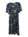 J. McLaughlin Size XS Blue, Pink, Green Linen Short Sleeve Floral & Birds Dress Blue, Pink, Green / XS