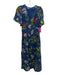 J. McLaughlin Size XS Blue, Pink, Green Linen Short Sleeve Floral & Birds Dress Blue, Pink, Green / XS