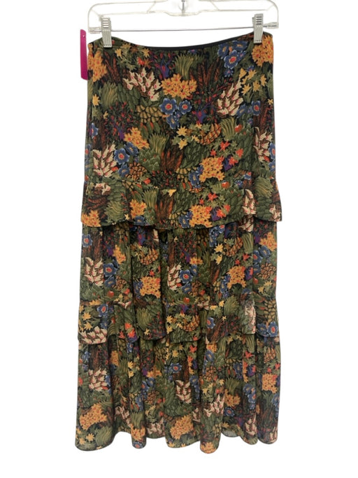 J. McLaughlin Size 2 Green, Yellow, Multi Polyester Side Zip Floral Print Skirt Green, Yellow, Multi / 2