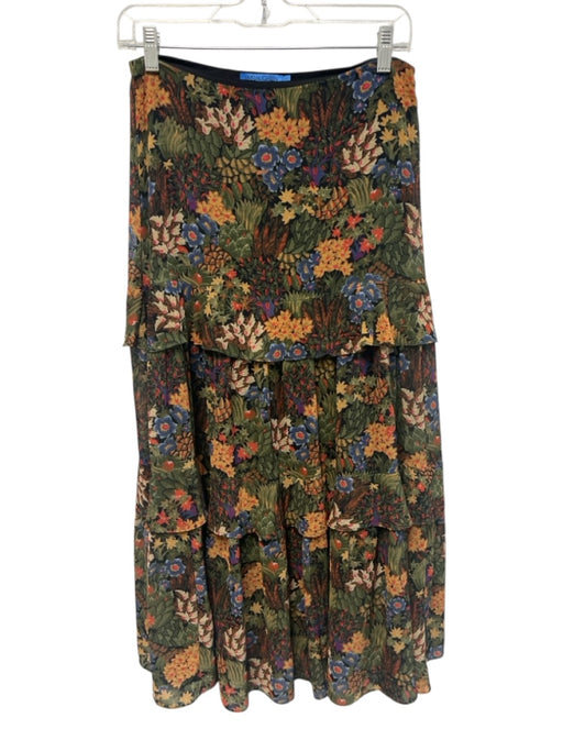 J. McLaughlin Size 2 Green, Yellow, Multi Polyester Side Zip Floral Print Skirt Green, Yellow, Multi / 2