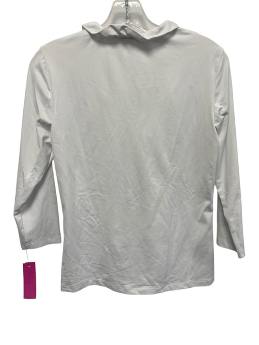 J. McLaughlin Size S White Nylon & Spandex Long Sleeve Ruffle Neckline Top White / S