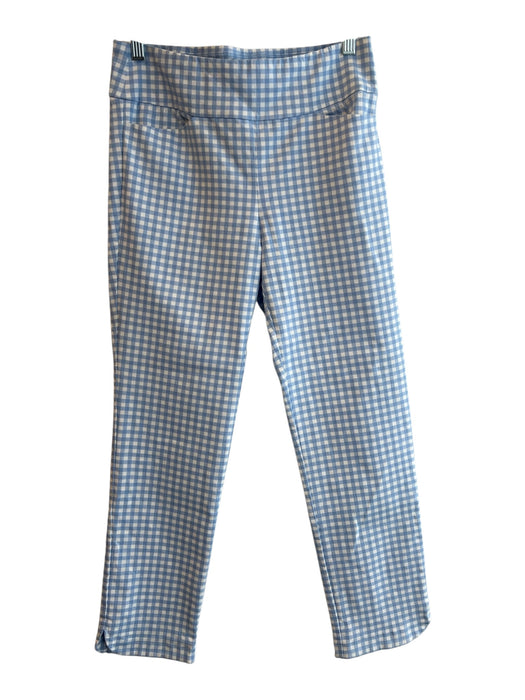 J. McLaughlin Size 6 Blue & White Rayon Blend Flat Front Checked Pants Blue & White / 6