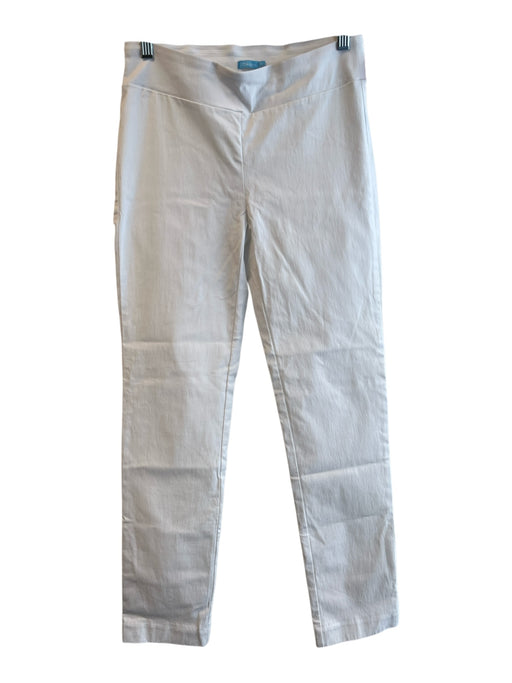 J. McLaughlin Size 6 White Rayon Blend Flat Front Skinny Wide Waist Band Pants White / 6