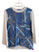 J Mclaughlin Size Medium White, Blue & Gold Cotton Long Sleeve Round Neck Top White, Blue & Gold / Medium