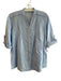 J Mclaughlin Size Small Blue Cotton Half Sleeve Round Split Neck Pintuck Top Blue / Small