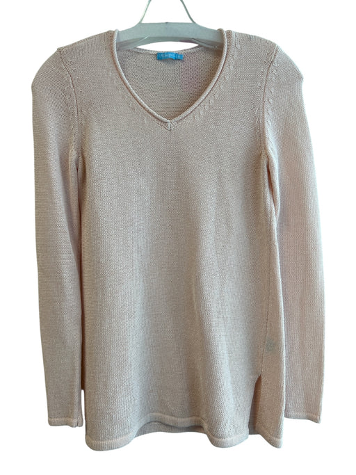 J Mclaughlin Size XS Pale Pink Cotton Long Sleeve V Neck Knit Sweater Top Pale Pink / XS