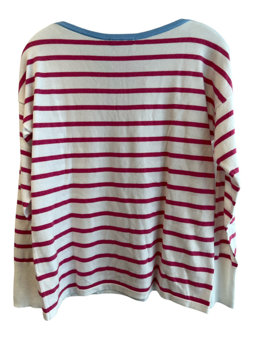 J Mclaughlin Size Large White, Red & Blue Cotton Long Sleeve Boat Neck Top White, Red & Blue / Large