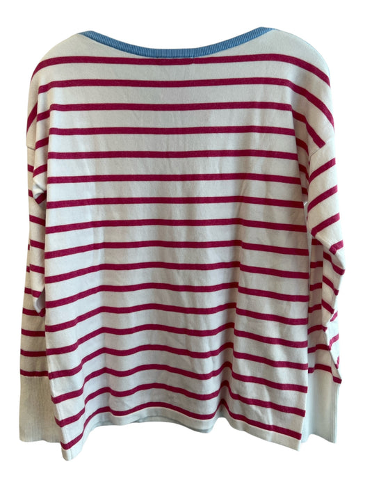 J Mclaughlin Size Large White, Red & Blue Cotton Long Sleeve Boat Neck Top White, Red & Blue / Large