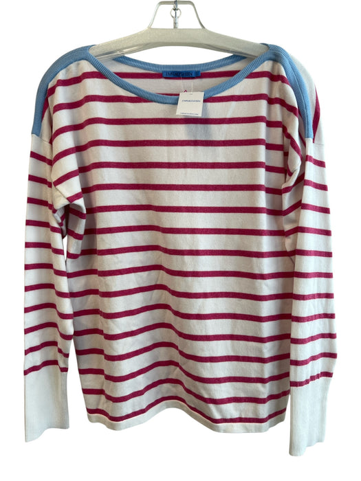 J Mclaughlin Size Large White, Red & Blue Cotton Long Sleeve Boat Neck Top White, Red & Blue / Large