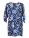 J Mclaughlin Size XS Blue & White Cotton Blend Abstract Floral Knee length Dress Blue & White / XS
