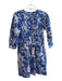J Mclaughlin Size XS Blue & White Cotton Blend Abstract Floral Knee length Dress Blue & White / XS
