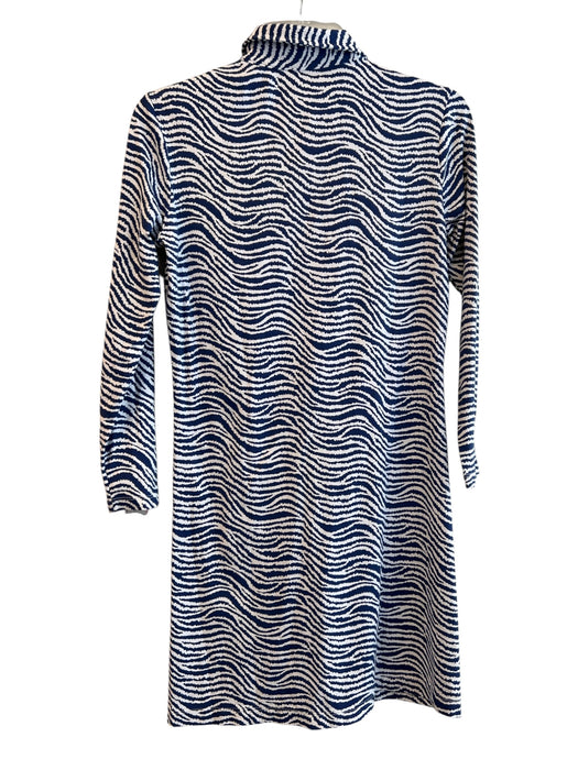 J Mclaughlin Size XS Blue & White Rayon Blend Stripe Half Button Collared Dress Blue & White / XS
