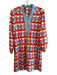 J Mclaughlin Size XS White, Orange & Blue Rayon Blend Geometric Print Dress White, Orange & Blue / XS