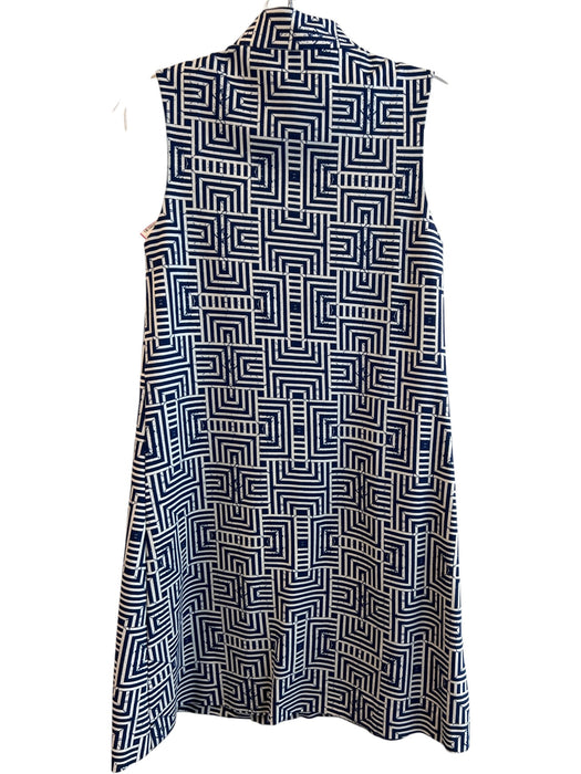 J Mclaughlin Size XS Navy & white Rayon Blend All Over Sleeveless Dress Navy & white / XS