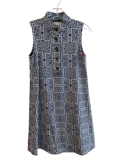 J Mclaughlin Size XS Navy & white Rayon Blend All Over Sleeveless Dress Navy & white / XS