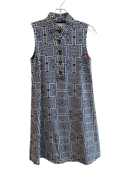 J Mclaughlin Size XS Navy & white Rayon Blend All Over Sleeveless Dress Navy & white / XS