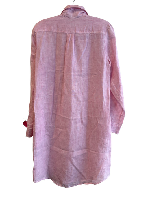 J Mclaughlin Size XS Pink & White Cotton Striped Button Down Collared Dress Pink & White / XS