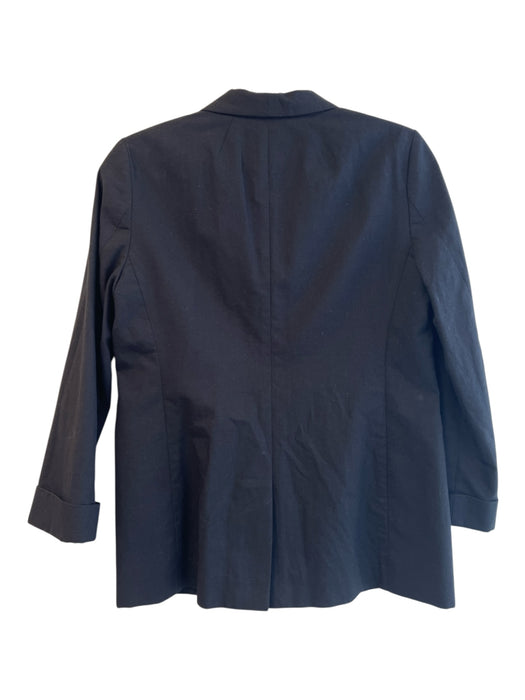 J Crew Size 2P Black Linen Blend 1 Button Faux Pockets Blazer Black / 2P