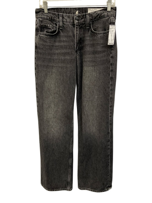 Rag & Bone Size 24 Black Cotton High Rise Acid Wash Relaxed Jeans Black / 24