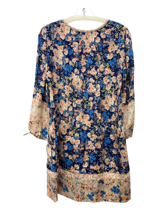 Rebecca Taylor Size 0 Blue & Multi Silk Floral Tie Detail Dress Blue & Multi / 0