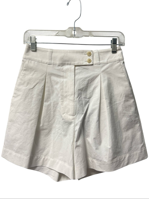 Jenni Kayne Size 0 White Cotton Button & Zip Pleat Detail pocket Shorts White / 0