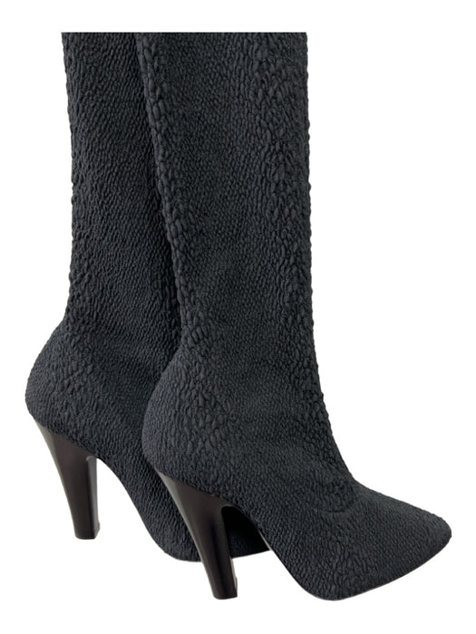 Saint Laurent Shoe Size 38.5 Black Stretch Leather Pointed Toe Stiletto Boots Black / 38.5