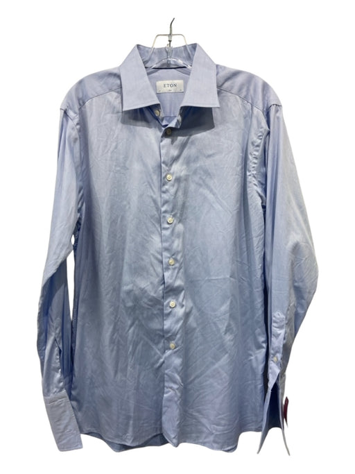 Eton Size 41 Light blue Cotton Solid Button Down Men's Long Sleeve Shirt 41