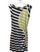 Diane Von Furstenberg Size 4 Ivory, Navy & Green Silk Wide Round Neck Dress Ivory, Navy & Green / 4