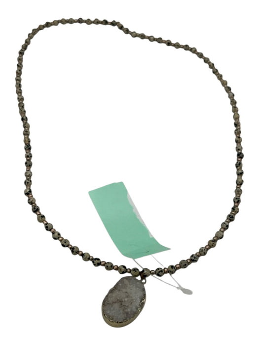 No Brand Gold black & white stone Druzy Dalmation Jasper Necklace Gold