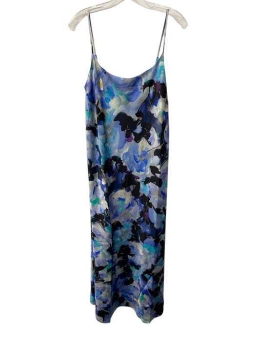 Ann Mashburn Size M Mixed Blues Polyester Brushstroke Print Slip Dress Mixed Blues / M