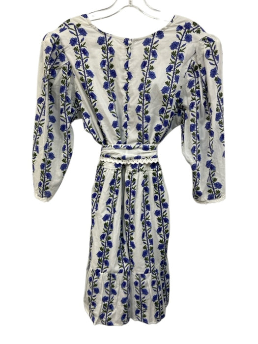 Beyond by Vera Size L White, Blue & Green Cotton Floral Stripe 3/4 Sleeve Dress White, Blue & Green / L