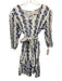 Beyond by Vera Size L White, Blue & Green Cotton Floral Stripe 3/4 Sleeve Dress White, Blue & Green / L