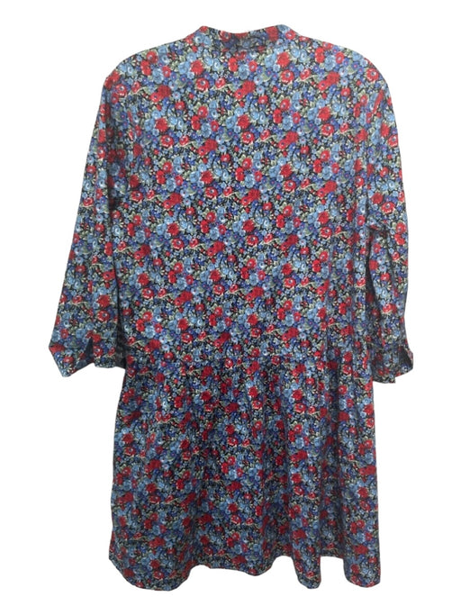 Tuckernuck Size L Blue, Red, Green Cotton Blend Button Front Pleated Dress Blue, Red, Green / L